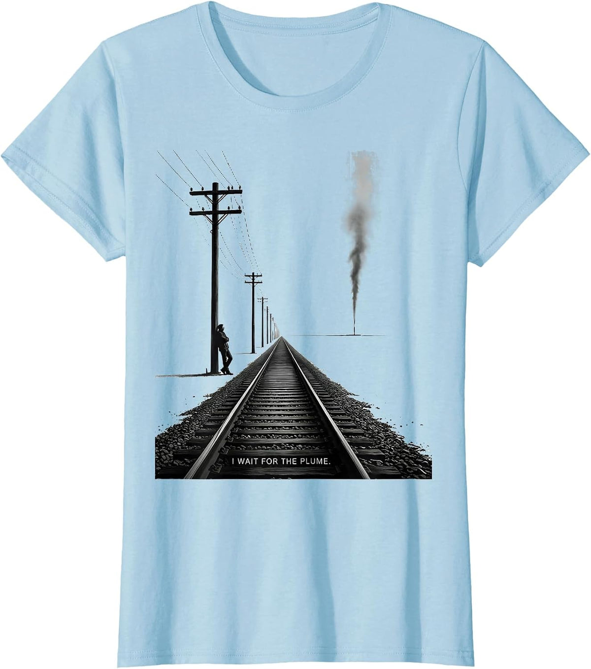 I Wait For The Plume Big Boy 4014 Train Enthusiast Vintage T-Shirt - Baby Blue