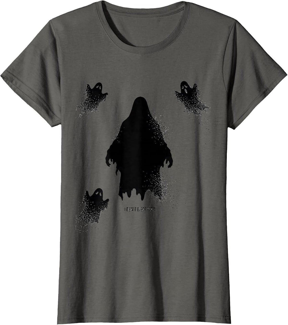 Women's I Don't Disappear Ghost Mental Health Halloween Awareness T-Shirt - Asphalt Grey