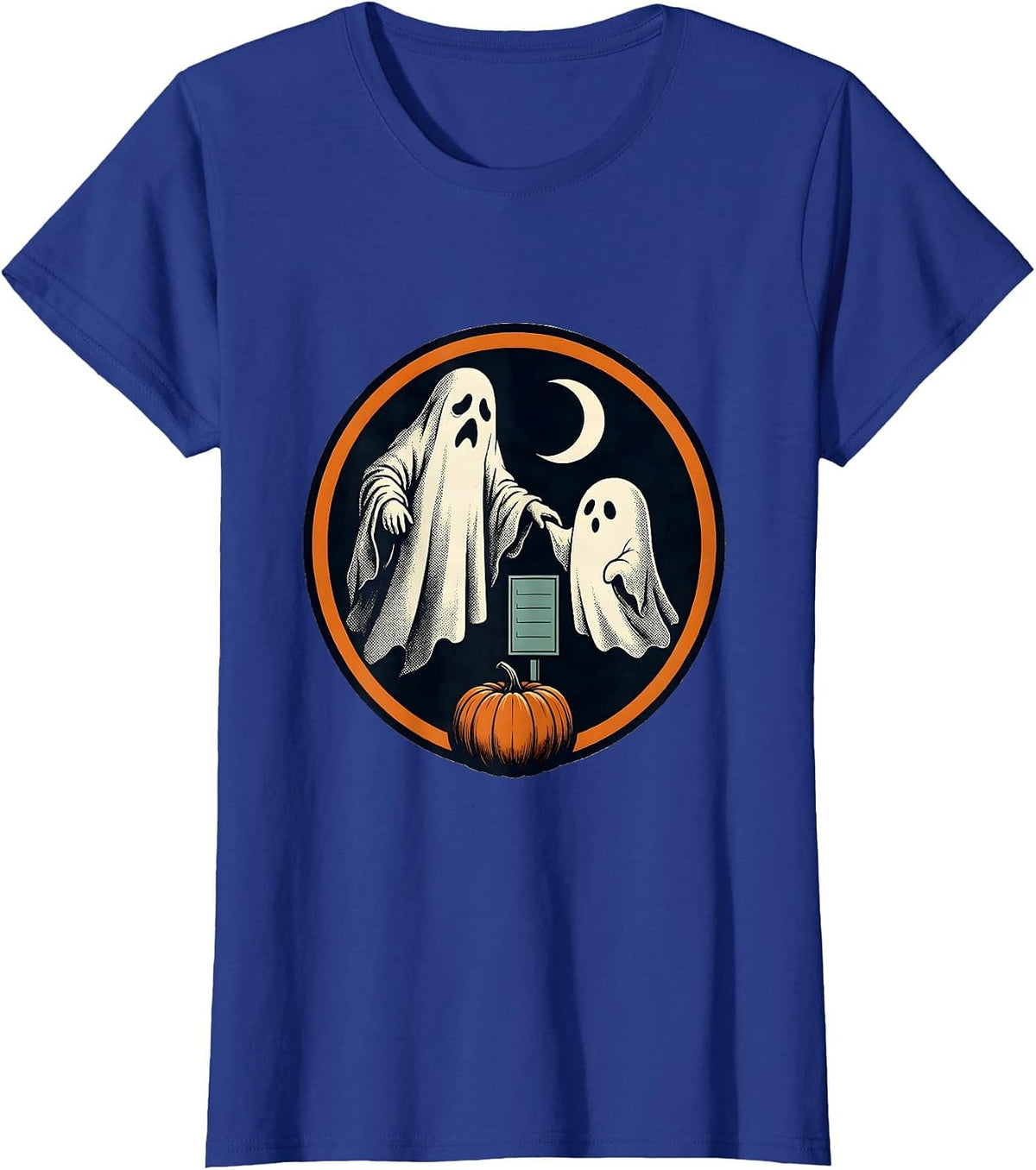 Women's Sealed Ghost Badge Para Normal Activities Paraprofessional T-Shirt - Royal Blue