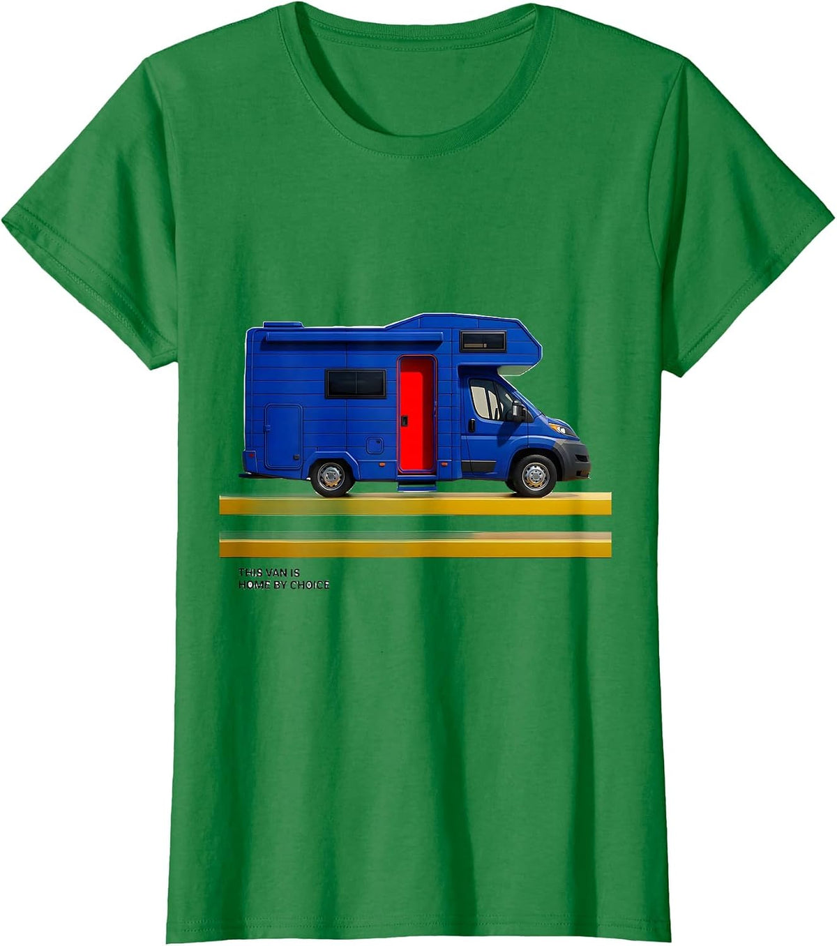 Women's This Van Is Home By Choice Geometric Van Life Nomad Retro T-Shirt - Kelly Green