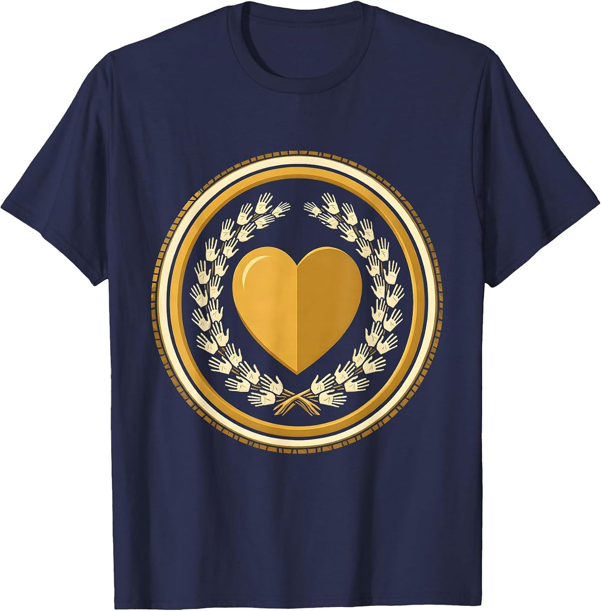 Men's Daycare Teacher Tiny Handprints Big Heart Design T-Shirt - Navy Blue