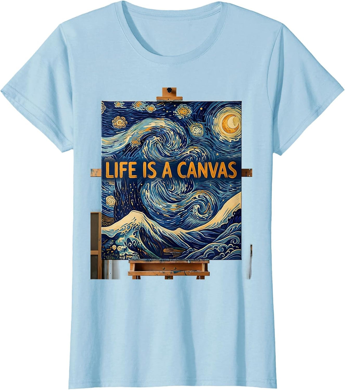 Life Is a Canvas Van Gogh Inspired Art Design T-Shirt - Baby Blue