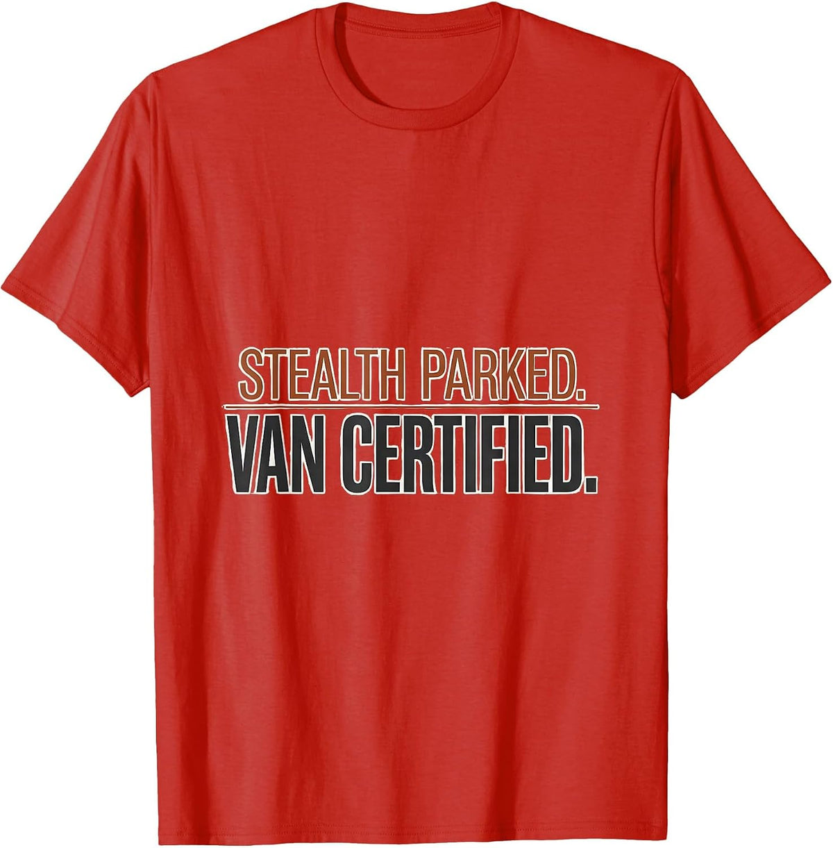 Men's Stealth Parked Van Certified Retro Van Life Nomads T-Shirt - Red