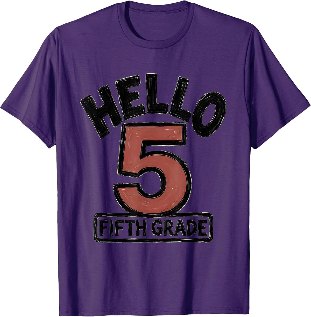 Men's Hello, Fifth Grade Cute Fifth Grade Teacher Back To School T-Shirt - Purple
