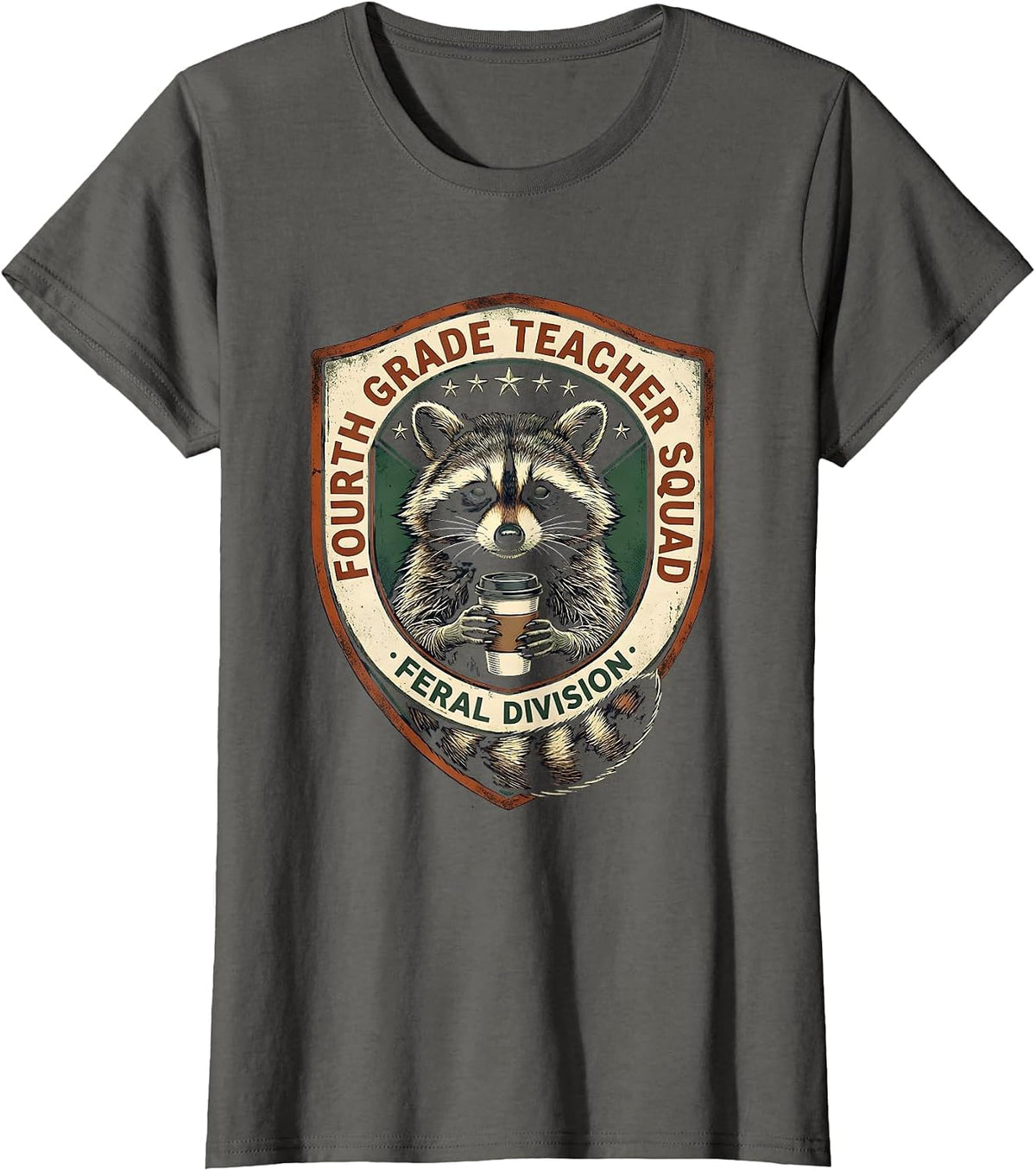 Women's Fourth Grade Teacher Squad Feral Division Vintage T-Shirt - Asphalt Grey
