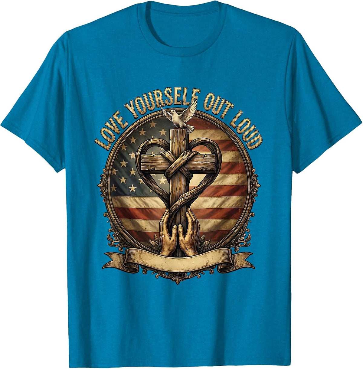 Love Yourself Out Loud Pride Graphic Design T-Shirt - Sapphire Blue