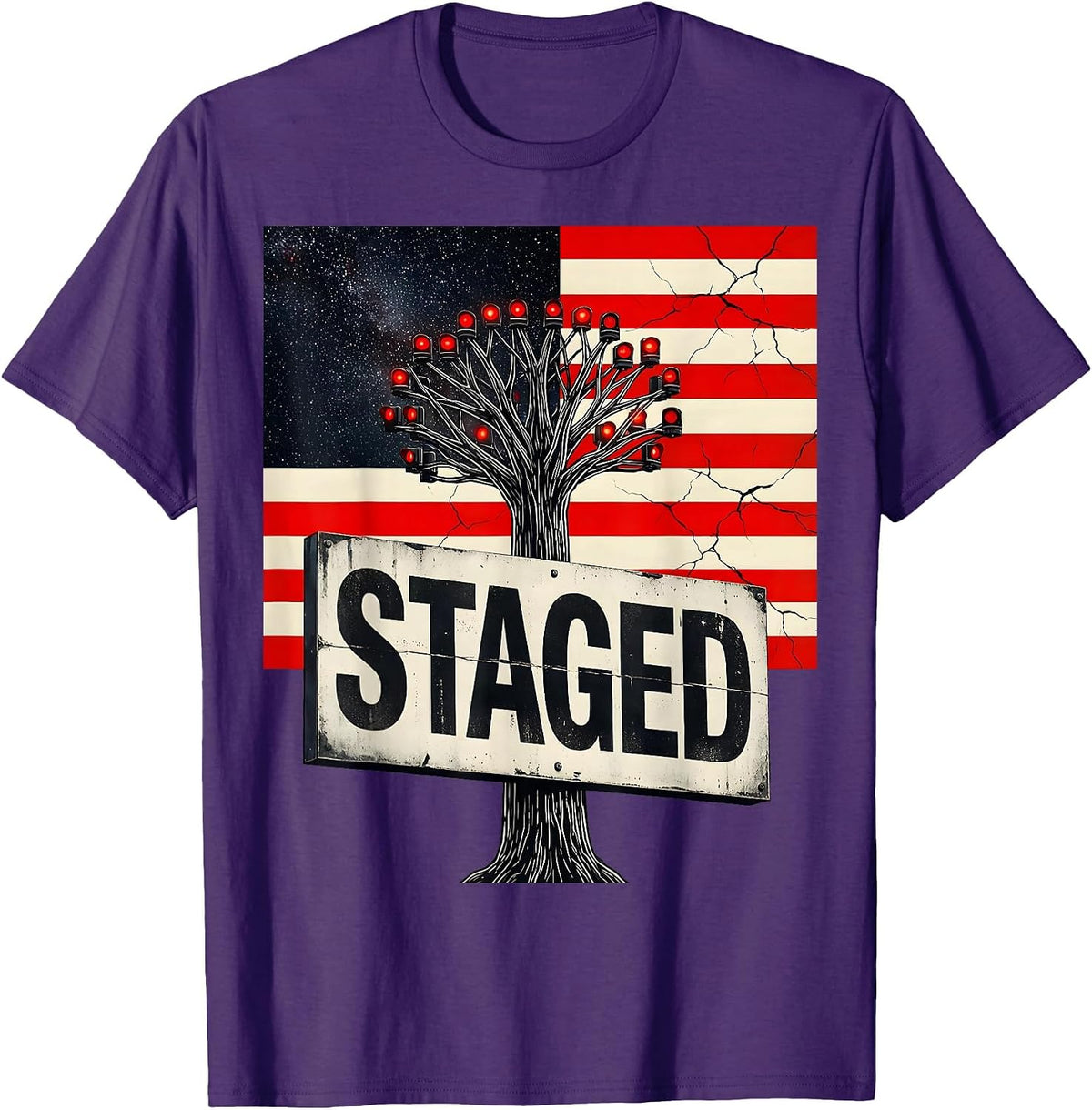 Men's Staged Patriotic RC Car Racing Drag Strip Tree Light Gift T-Shirt - Purple