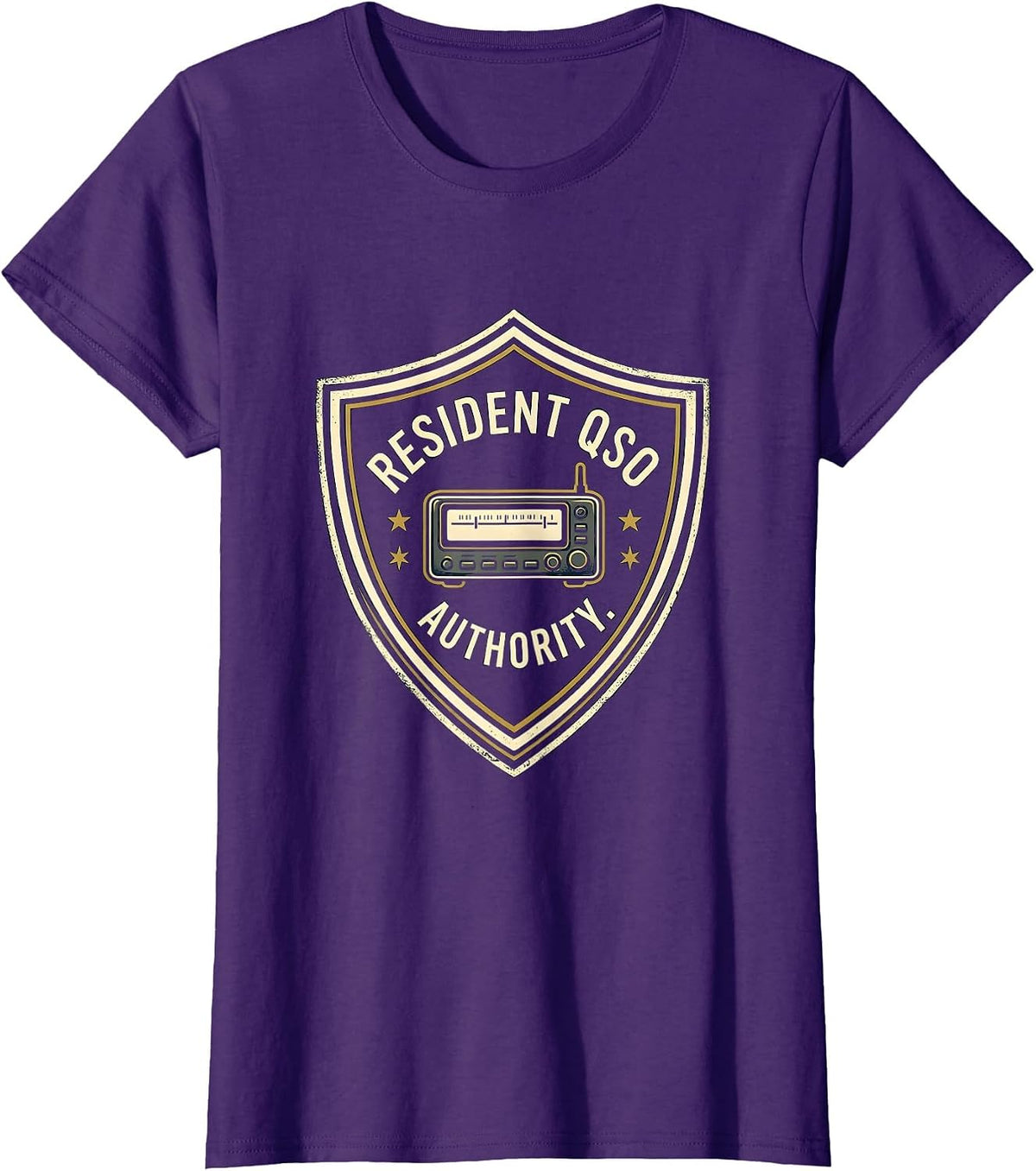 Women's Resident QSO Authority Funny Ham Radio Operator Hobbyist T-Shirt - Purple