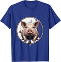 Sealed Pig Badge Minimalist Farm Animal Lover Humor T-Shirt - Royal Blue