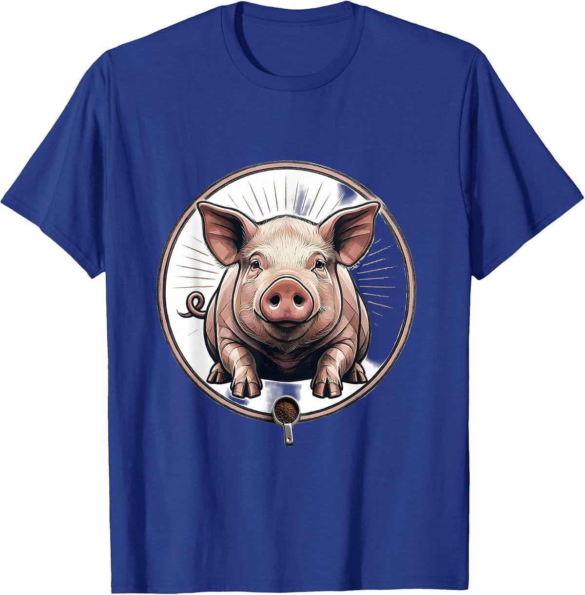Sealed Pig Badge Minimalist Farm Animal Lover Humor T-Shirt - Royal Blue