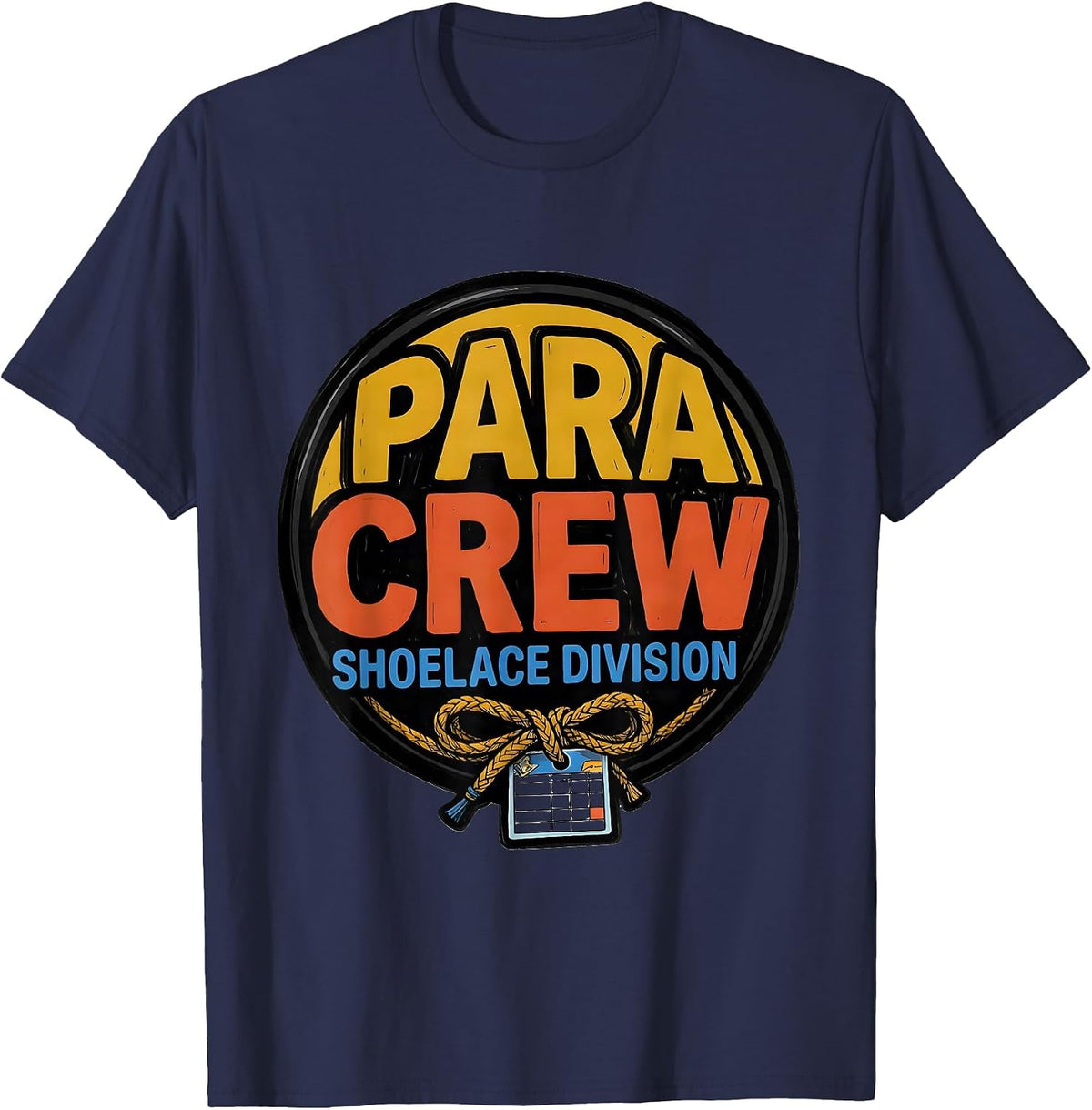Men's Para Crew Shoelace Division Funny School Paraprofessional T-Shirt - Navy Blue