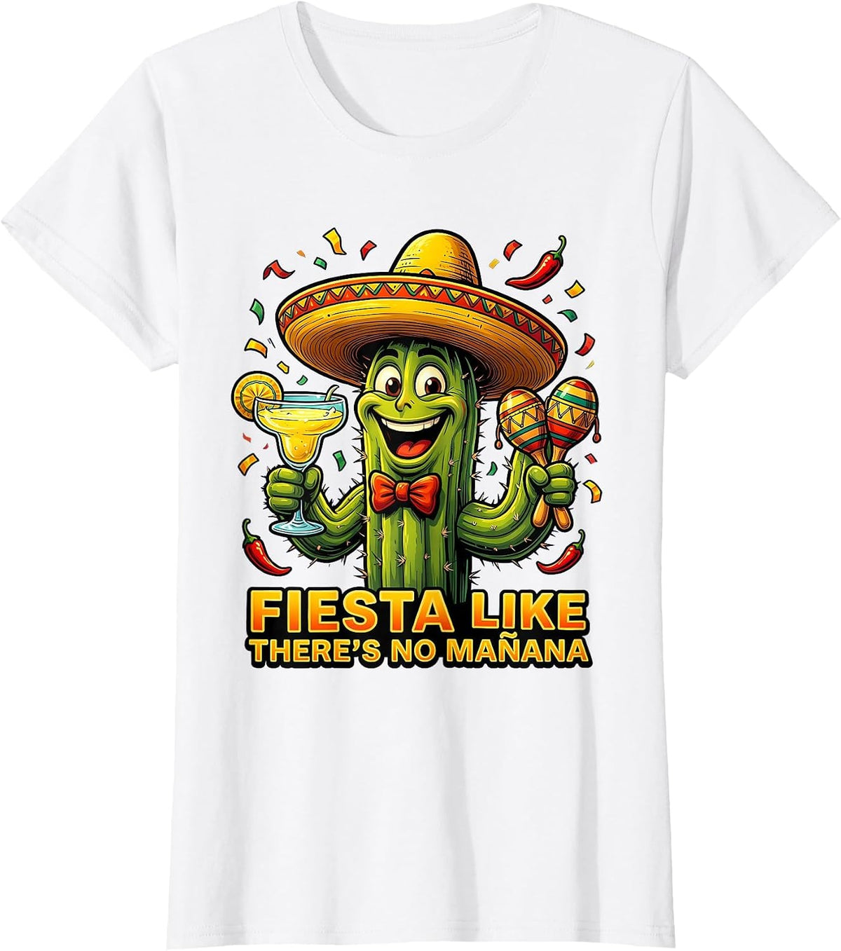 Fiesta Like There's No Manana Cinco De Mayo T-Shirt - White