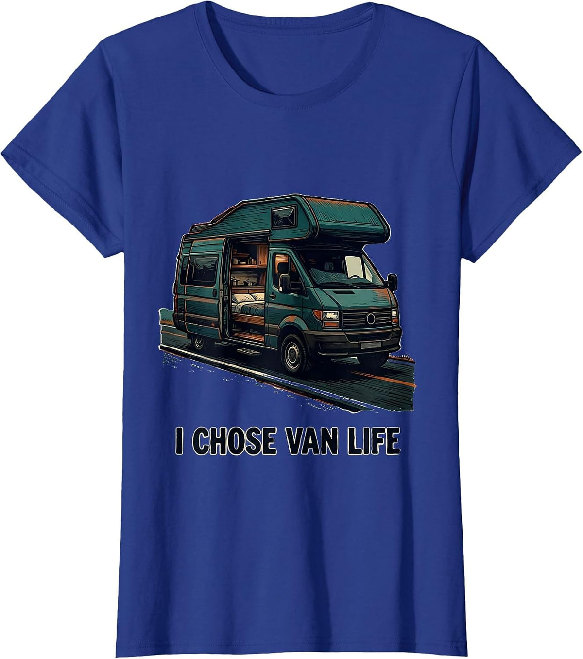 Women's I Chose Van Life Retro Van Life Nomad Travel Pride T-Shirt - Royal Blue
