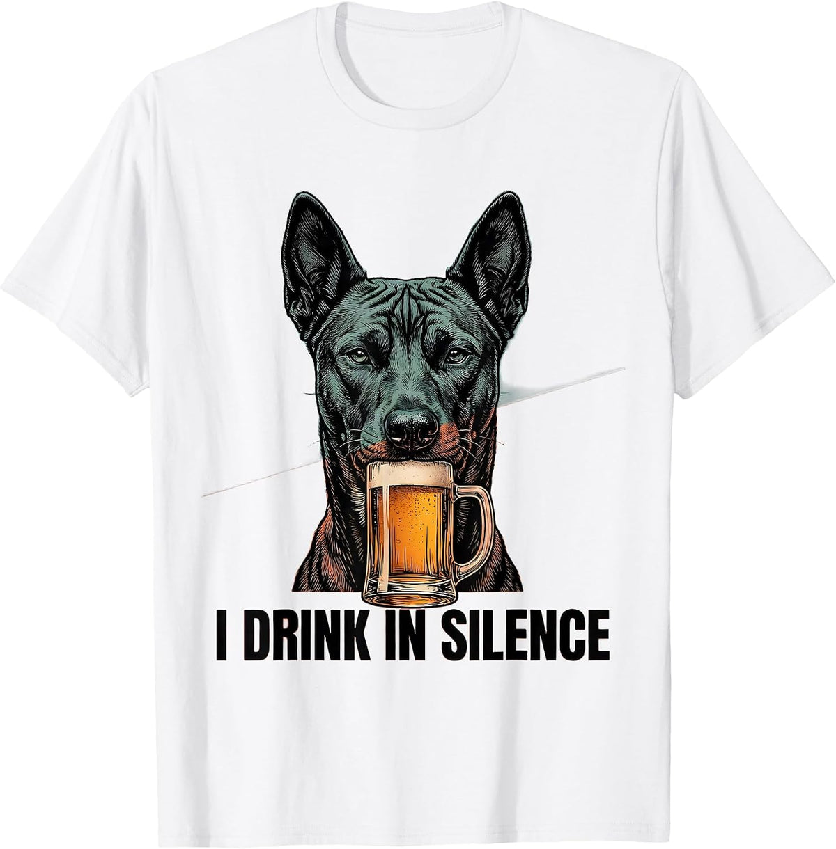 Men's I Drink In Silence Funny Basenji Dog Meme Humor T-Shirt - White