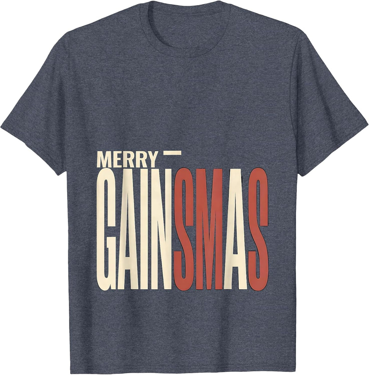 Merry Gainsmas Funny Christmas Gym Workout Fitness Gift T-Shirt - Heather Blue