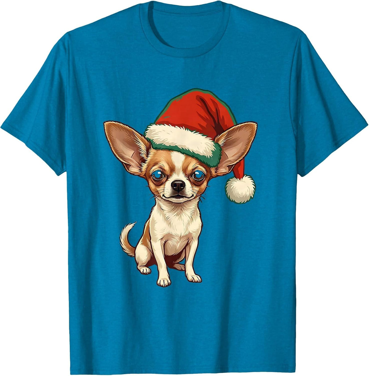 Chihuahua Christmas Funny Dog Lover Ugly Holiday Pajama T-Shirt - Sapphire Blue