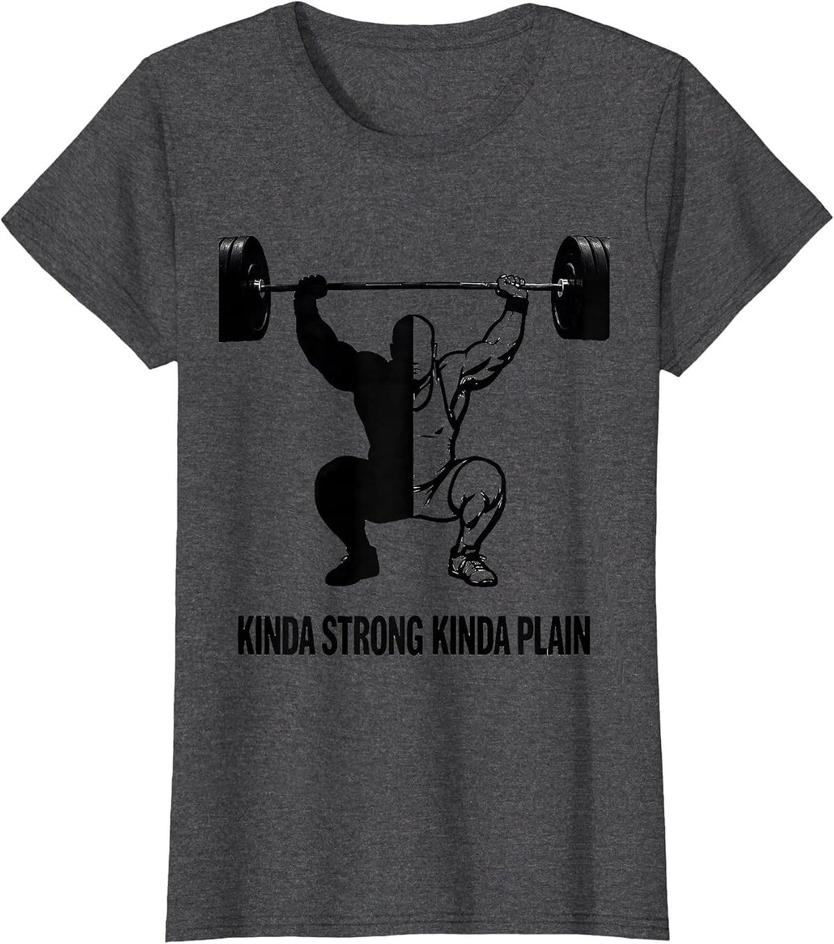 Women's Kinda Strong Kinda Plain Funny Gym Workout Weightlifting T-Shirt - Dark Heather Grey