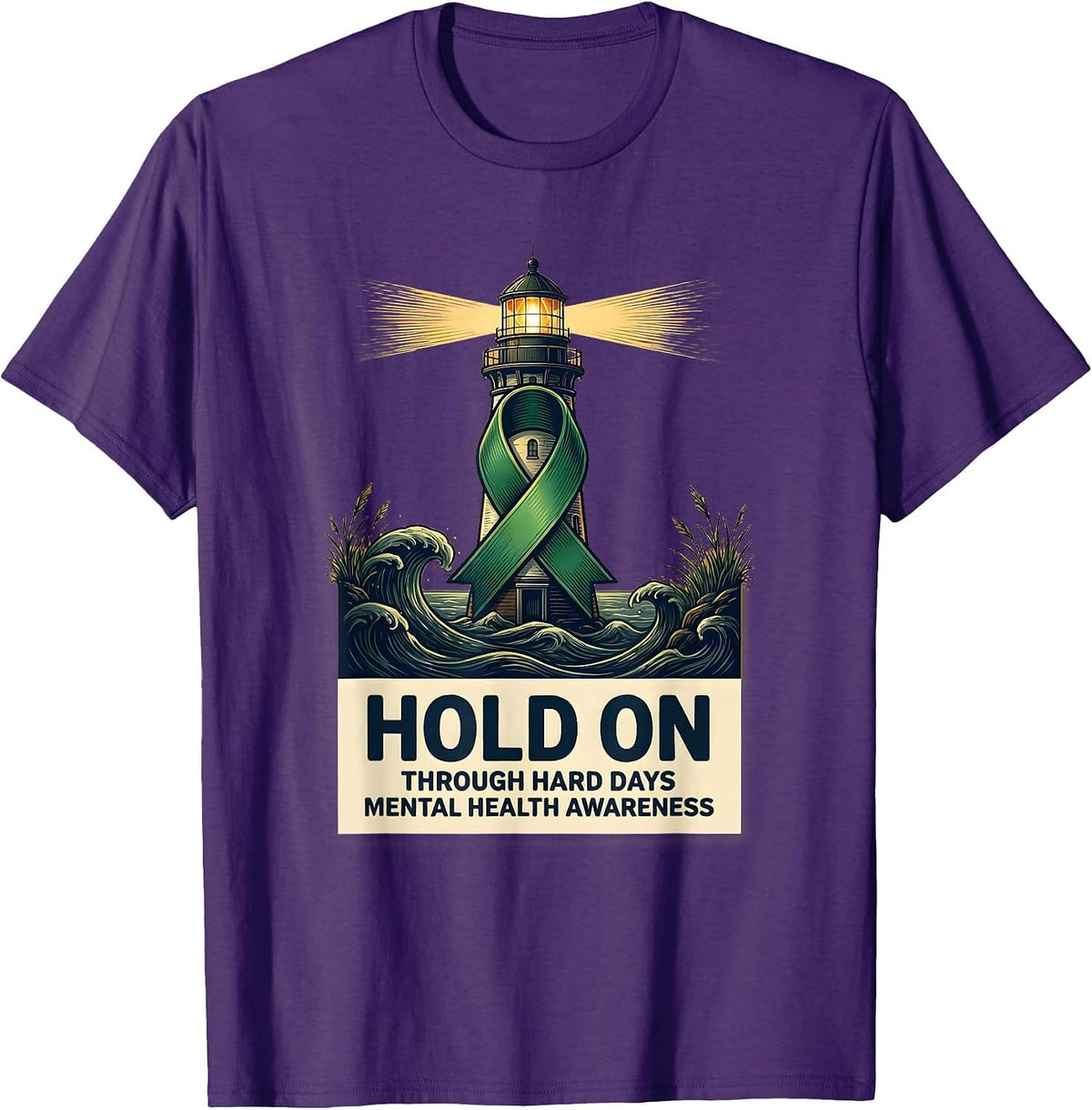 Hold On Through Hard Days Mental Health Awareness T-Shirt - Purple