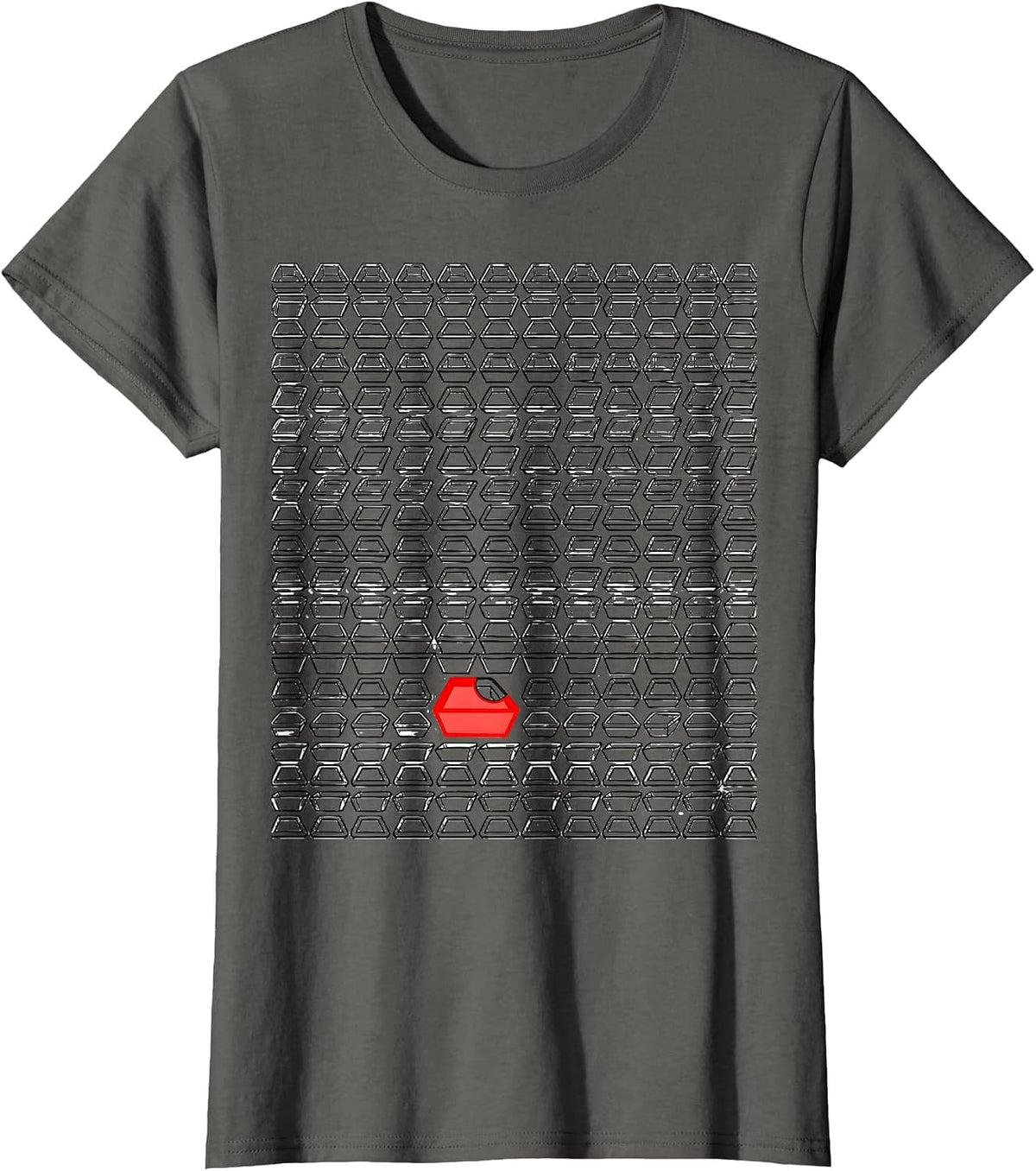 Women's Empty Trough Pig Lover Farm Humor Geometric T-Shirt - Asphalt Grey