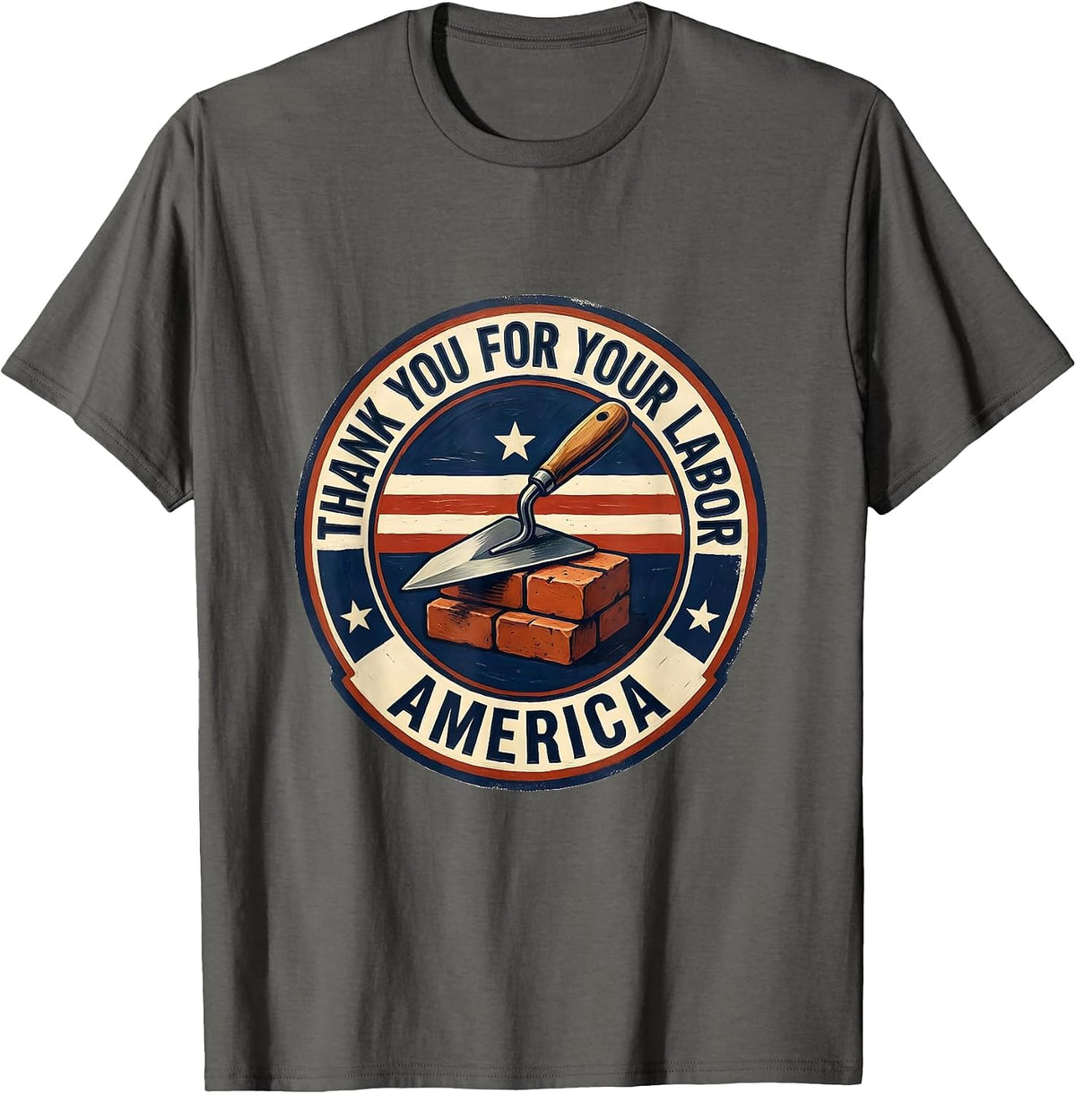 Men's Thank You For Your Labor America Patriotic Union Pride Labor T-Shirt - Asphalt Grey