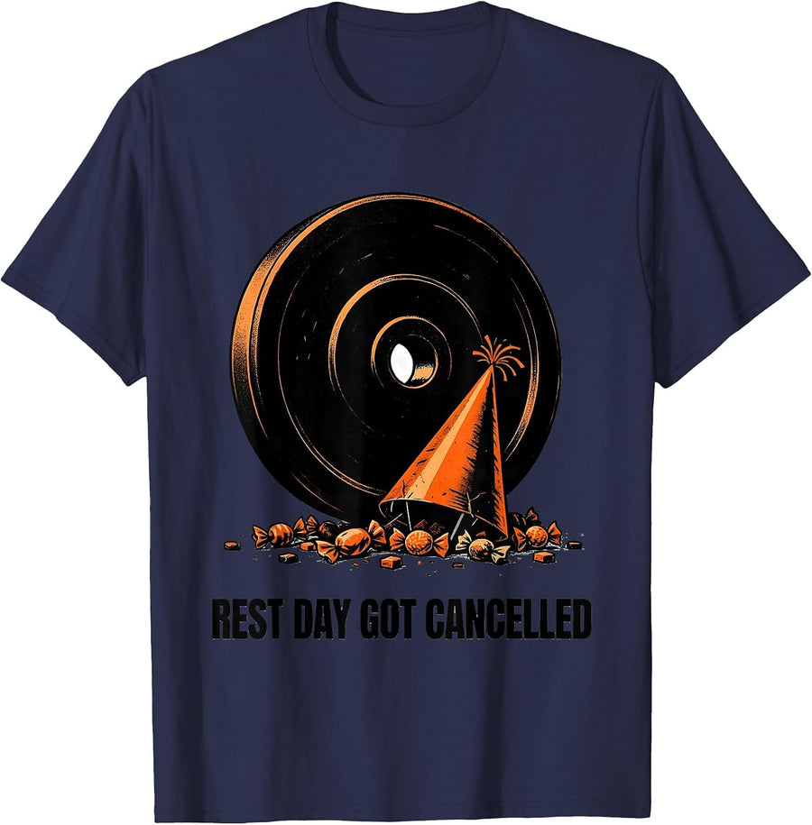 Rest Day Got Cancelled Funny Halloween Gym Workout T-Shirt - Navy Blue
