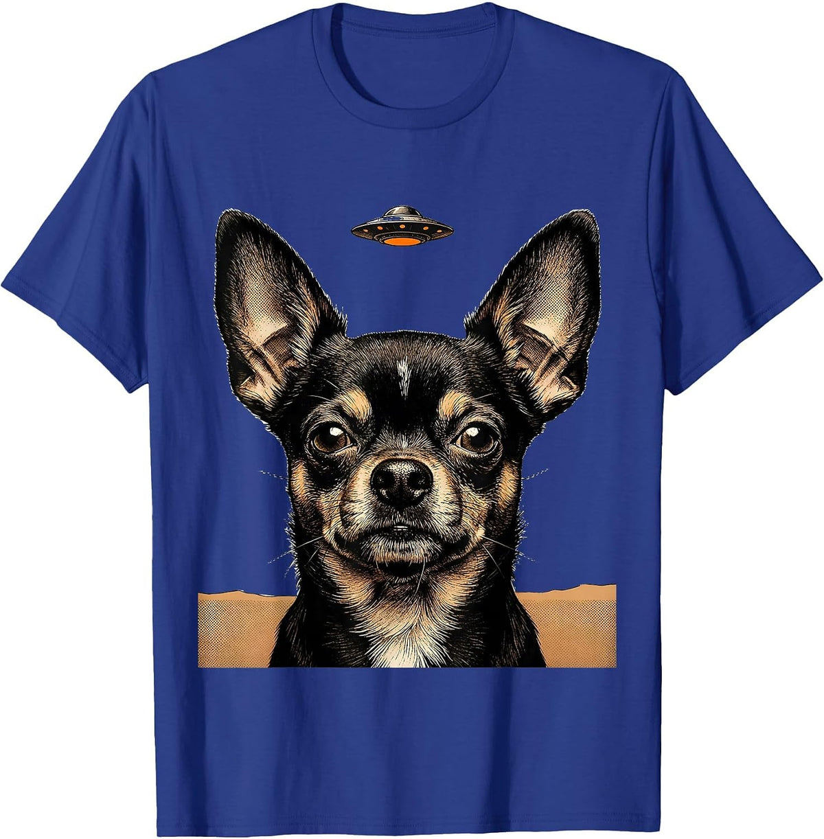 Chihuahua UFO Abduction Funny Dog Art T-Shirt - Royal Blue
