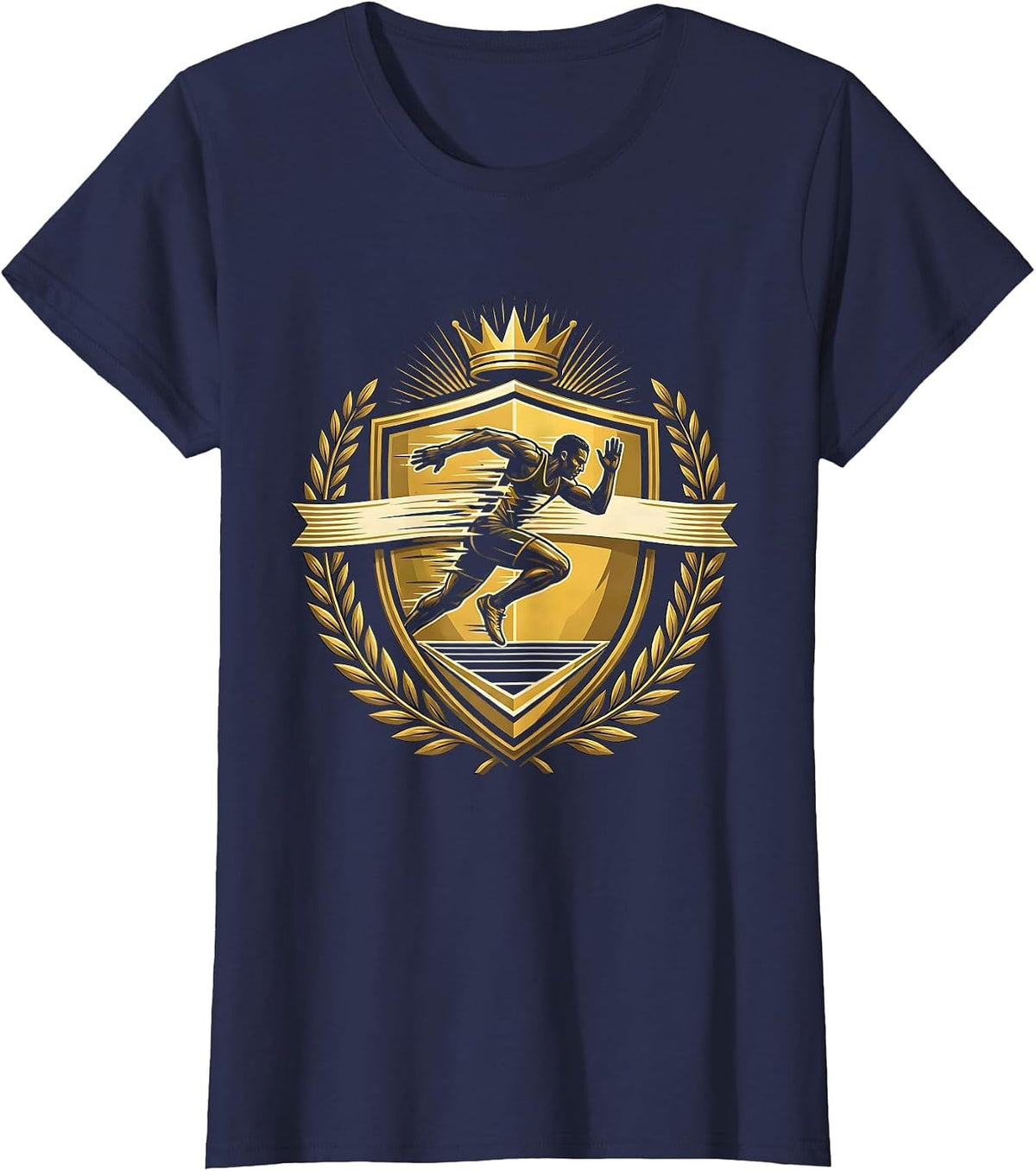 Women's Sprinter Finish Line Burst Running Graphic T-Shirt - Navy Blue