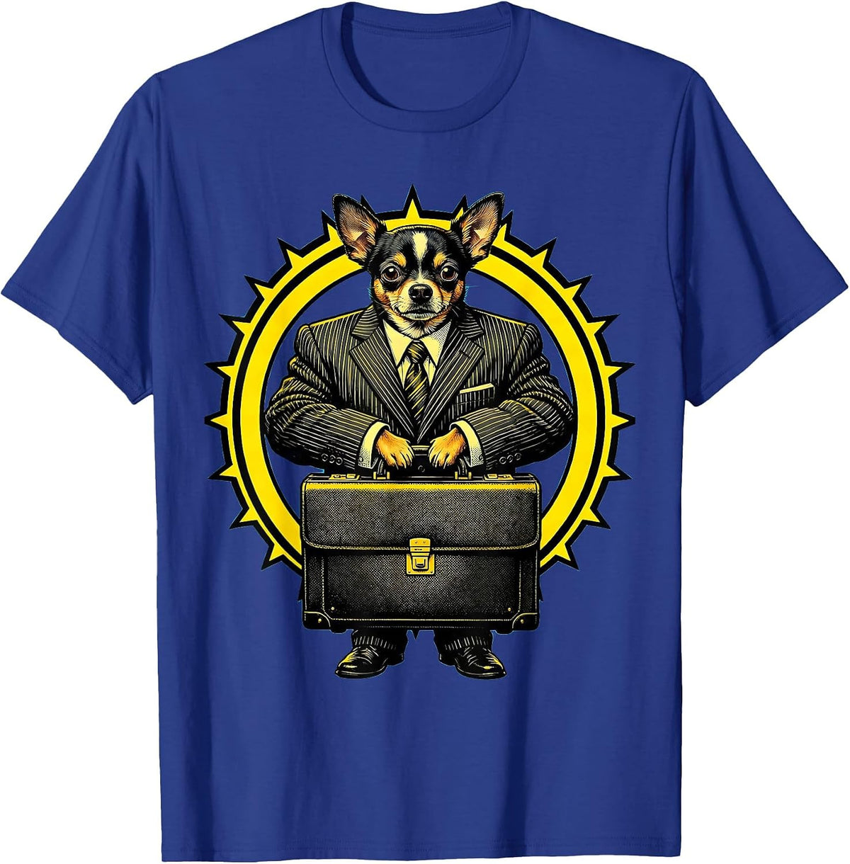 Men's Chihuahua Boss Funny Meme Graphic T-Shirt - Royal Blue