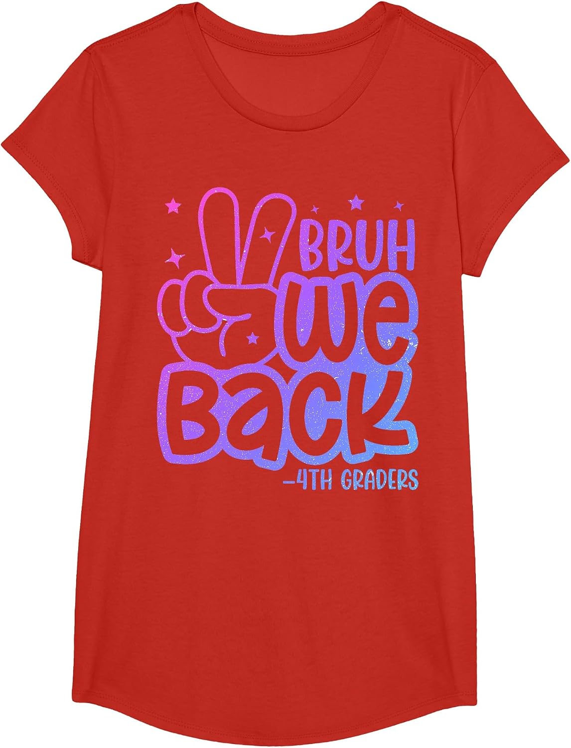 Bruh We Back 4th Graders Back to School Fourth Grade Kids T-Shirt - Girls Red
