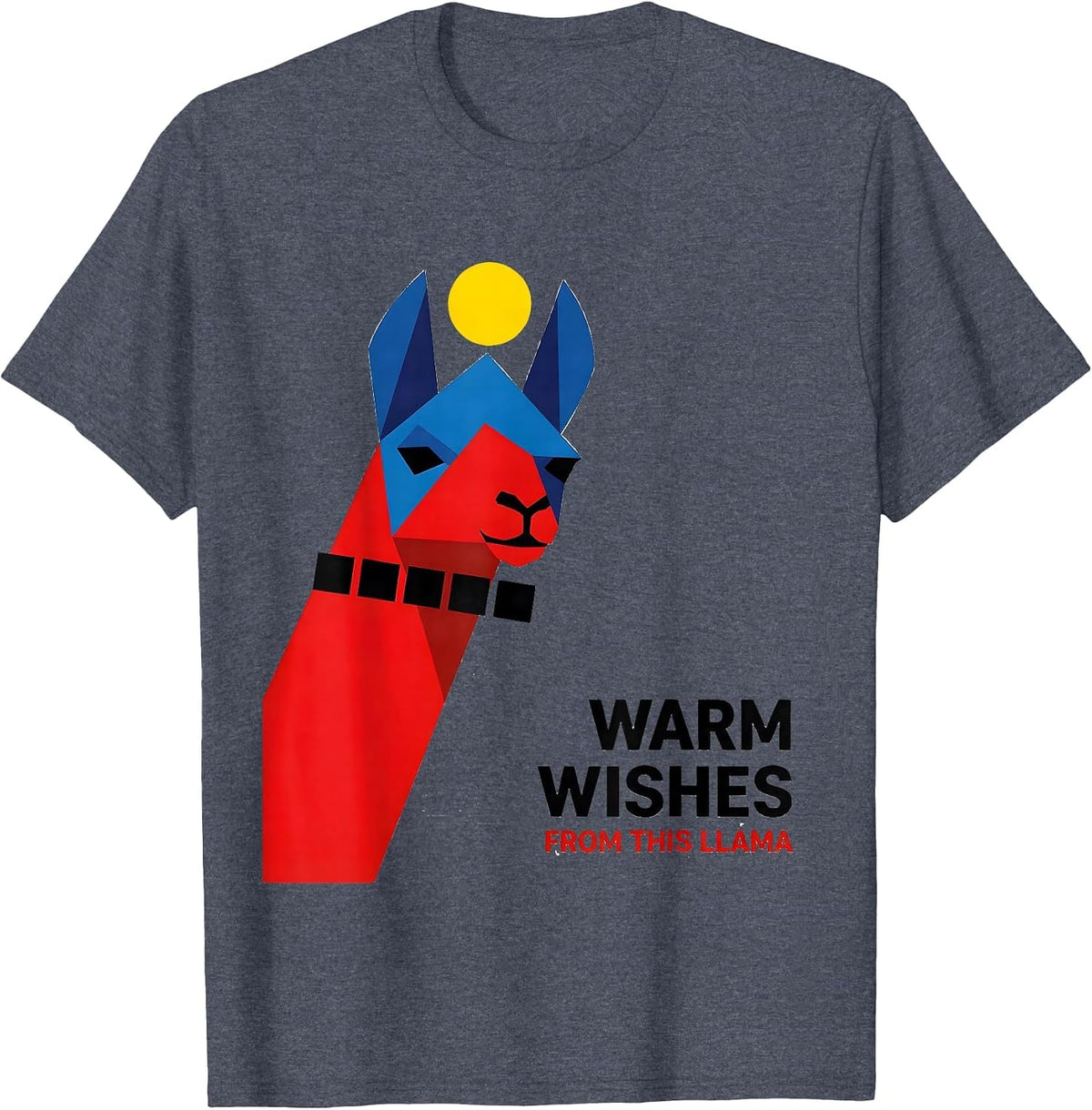 Warm Wishes From This Llama Funny Llama Christmas Animal T-Shirt - Heather Blue