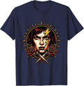 Fierce Lightning Bolt Face Paint Rock Design T-Shirt - Navy Blue
