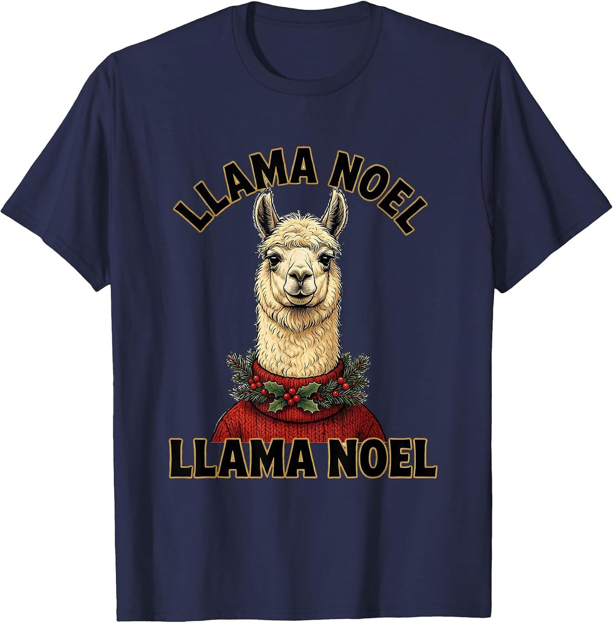 Llama Noel Llama Noel Funny Llama Lover Christmas T-Shirt - Navy Blue