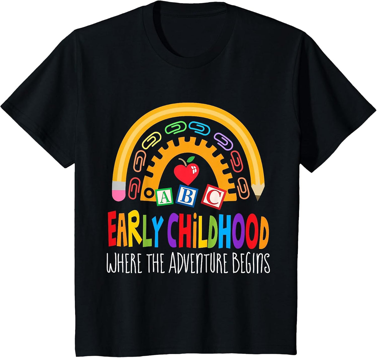 Teacher Early Childhood Education Preschool Head Start Crew T-Shirt - Black