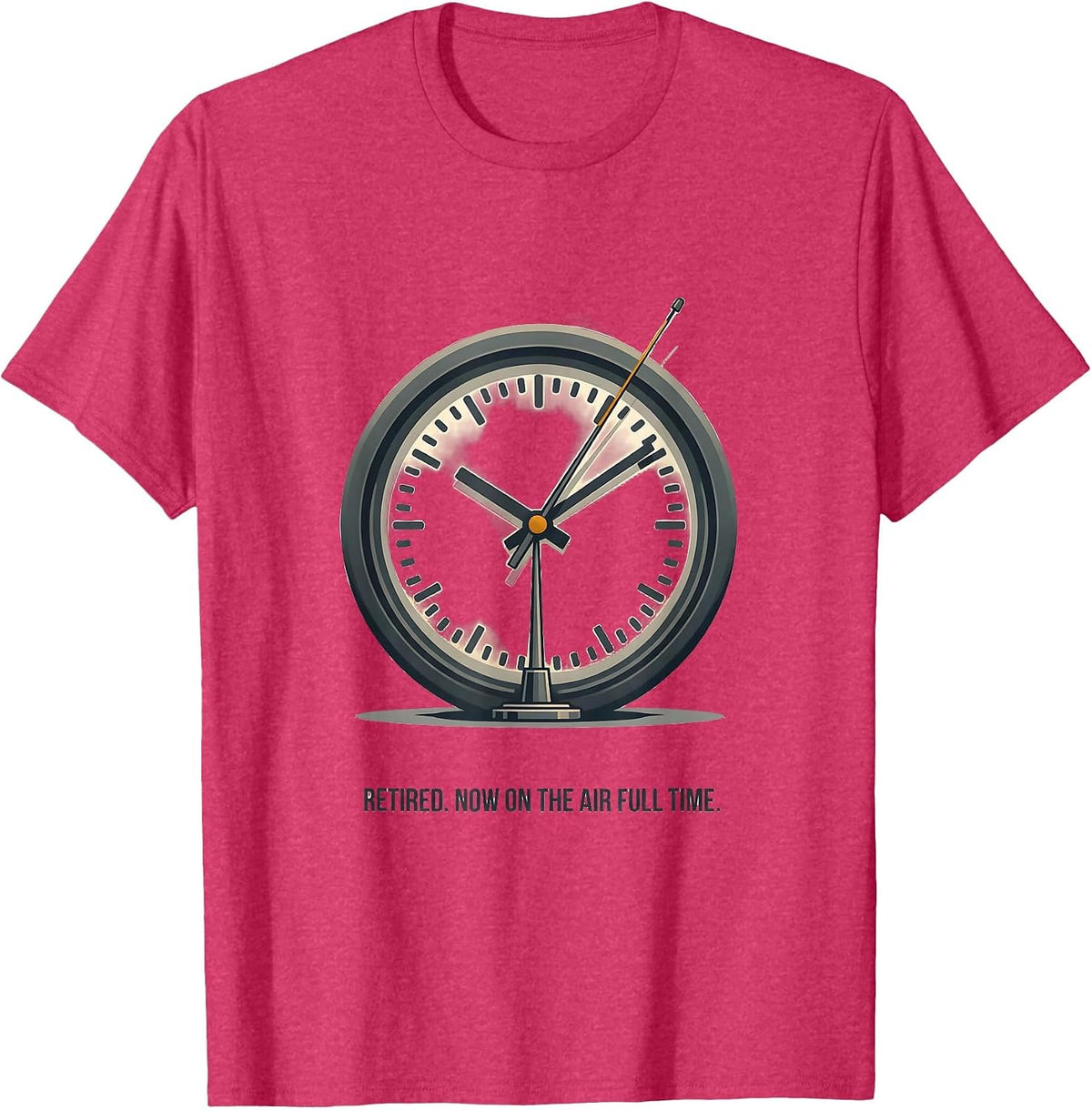 Retired Now On The Air Full Time Funny Ham Radio Operator T-Shirt - Red Heather