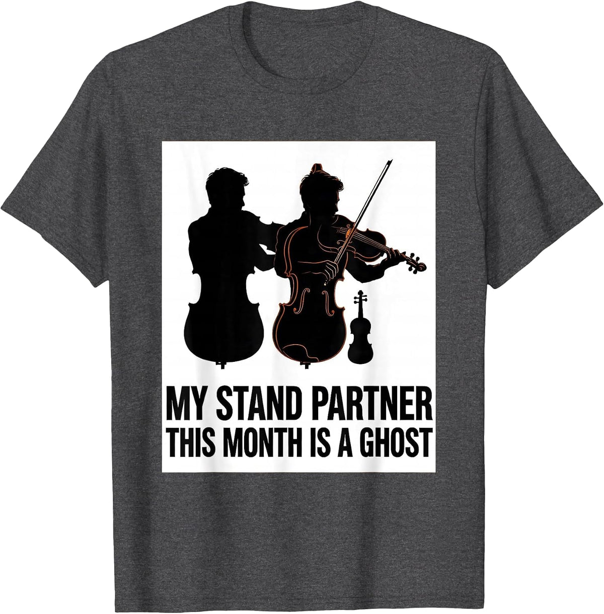 Men's My Stand Partner This Month Is A Ghost Funny Music Teacher T-Shirt - Dark Heather Grey