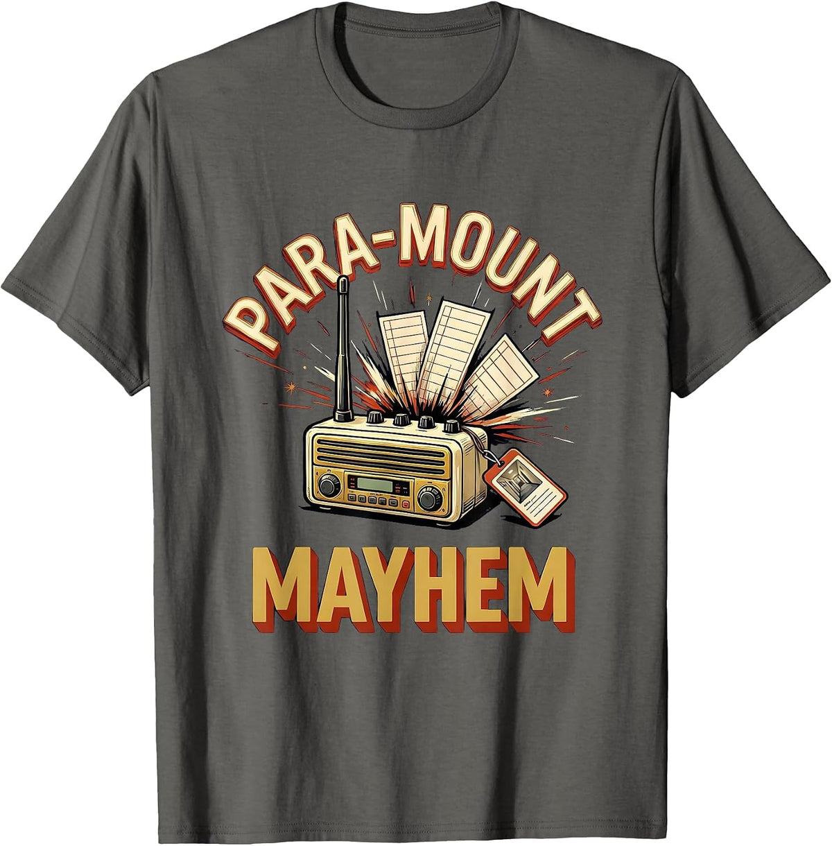 Para-Mount Mayhem Funny Paraprofessional Paraeducator T-Shirt, Men, Asphalt Grey, 3X-Large - As Pictured