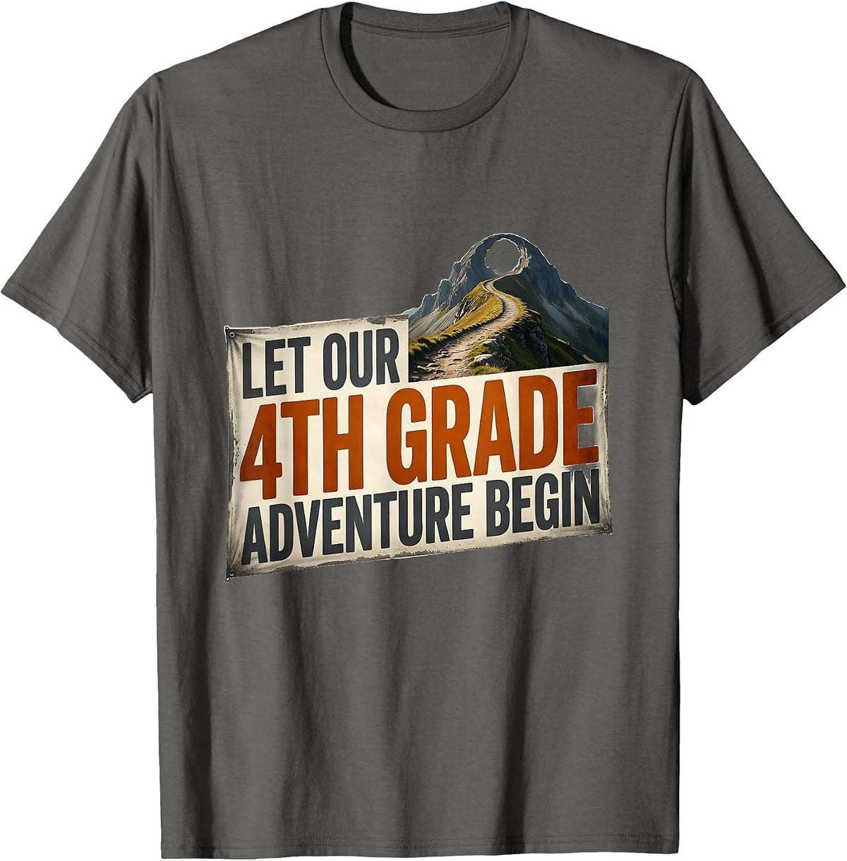 Let Our 4th Grade Adventure Begin Fourth Grade Teacher Kids T-Shirt - Asphalt Grey