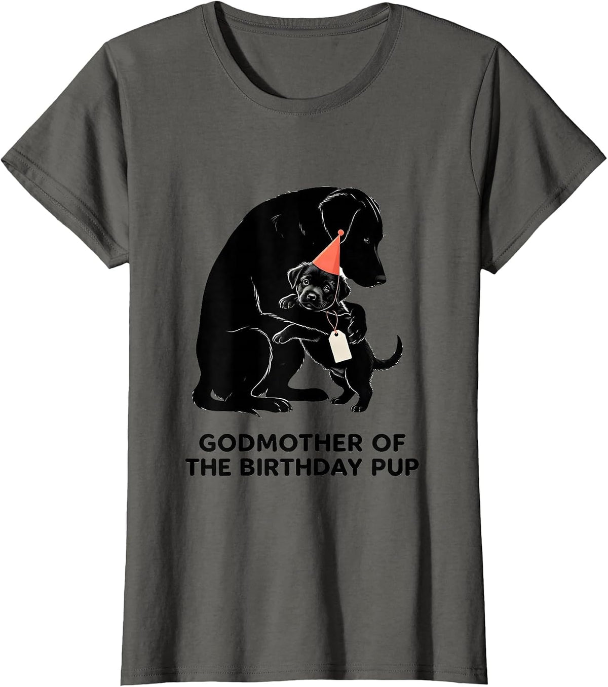 Women's Godmother Of The Birthday Pup Funny Dog Party Gift For Kids T-Shirt - Asphalt Grey