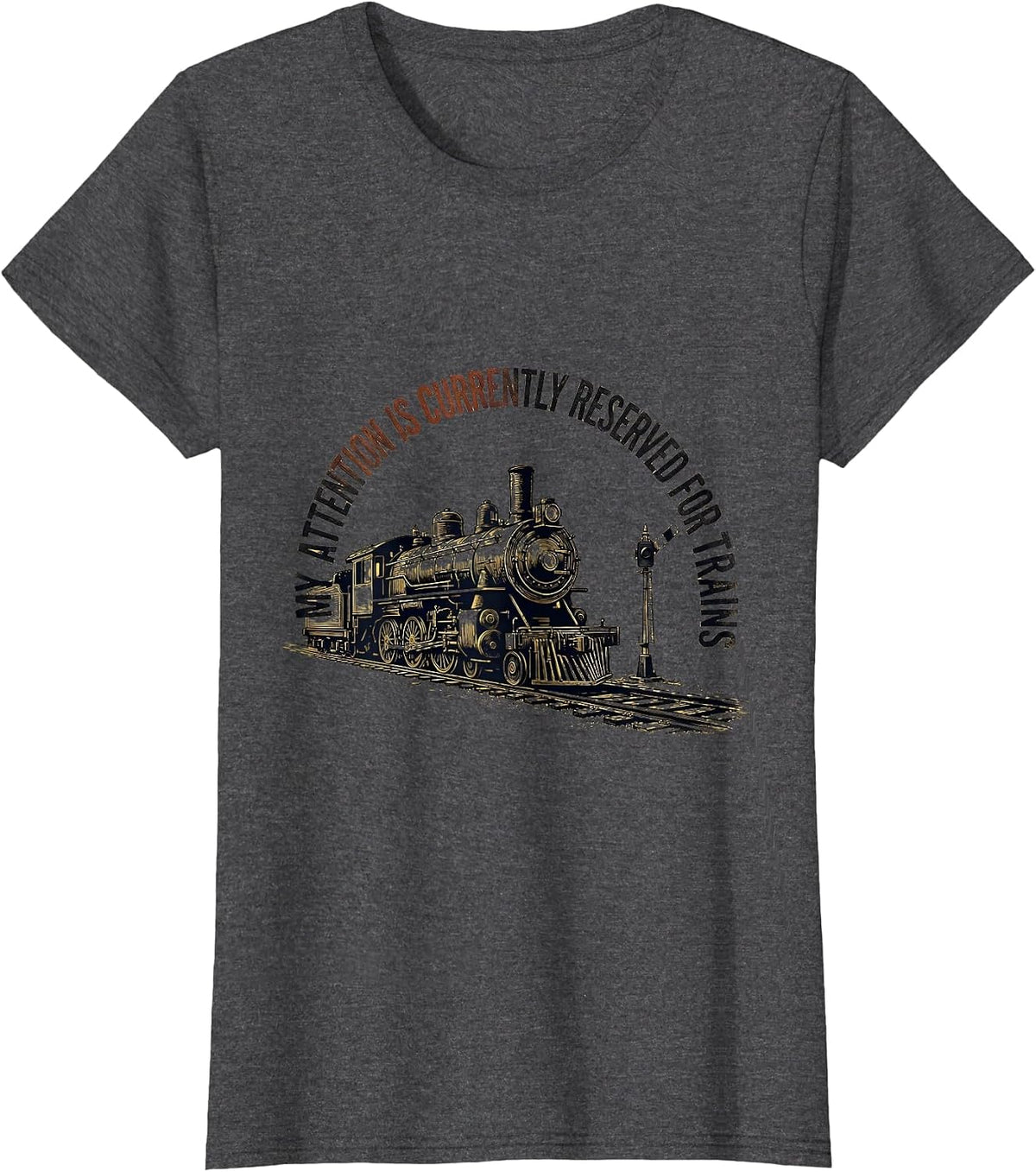Women's My Attention Is Currently Reserved For Trains Vintage T-Shirt - Dark Heather Grey