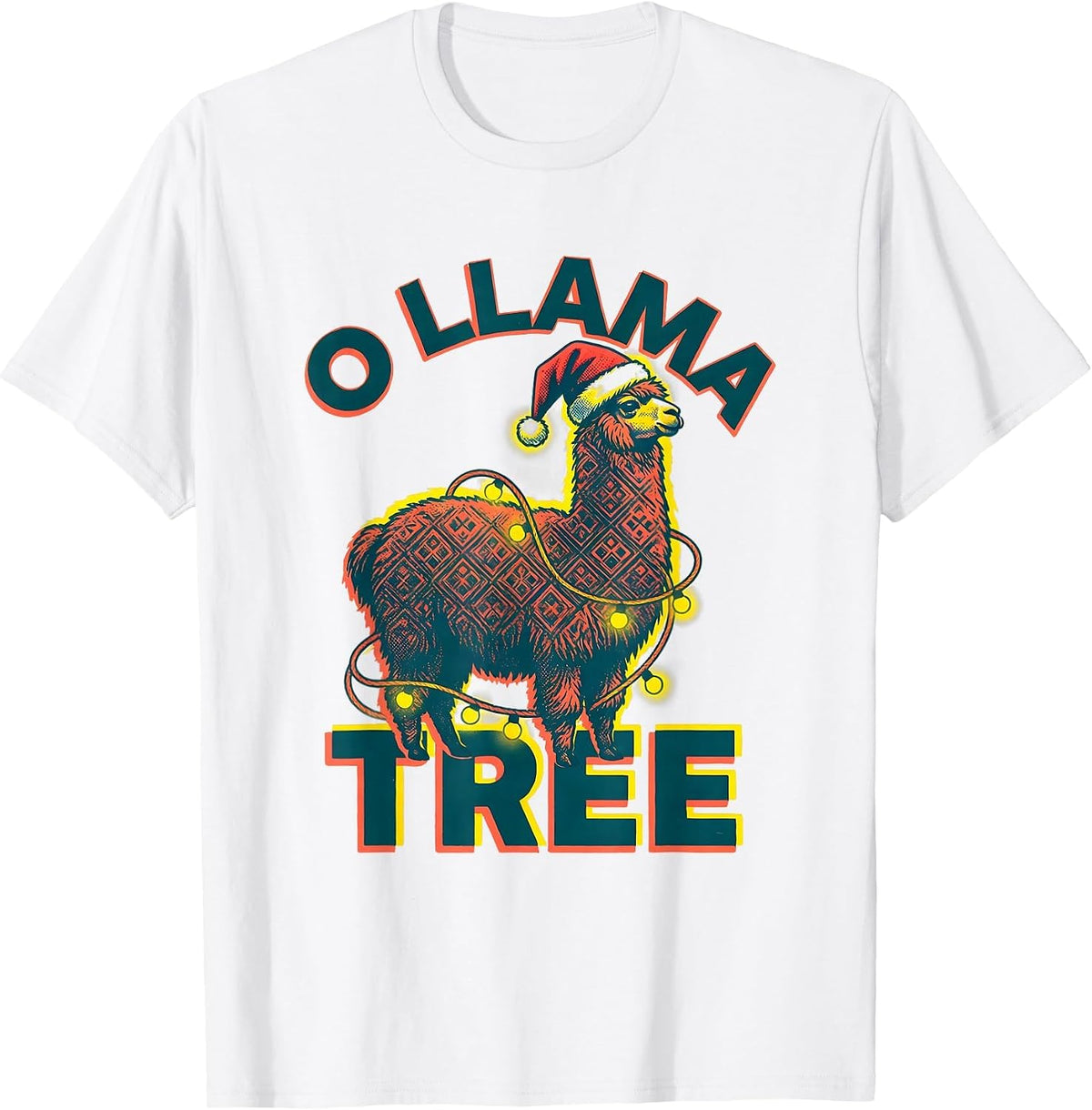 Men's O Llama Tree Funny Llama Lover Christmas Animal Humor T-Shirt - White