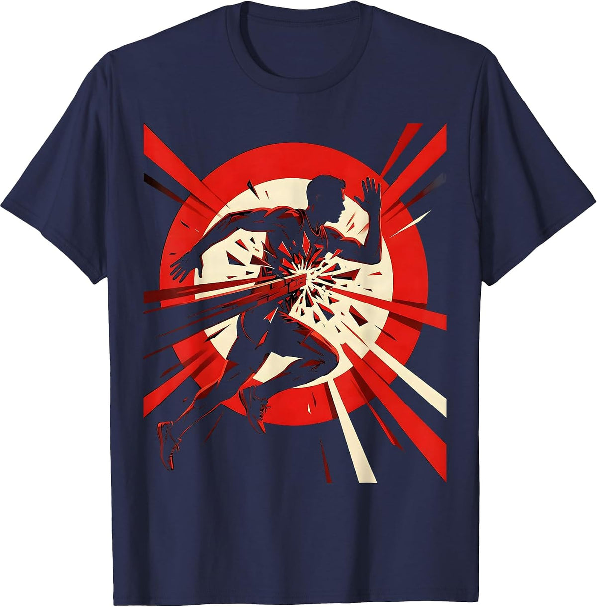Men's Runner Breaking Through Finish Line Graphic T-Shirt - Navy Blue