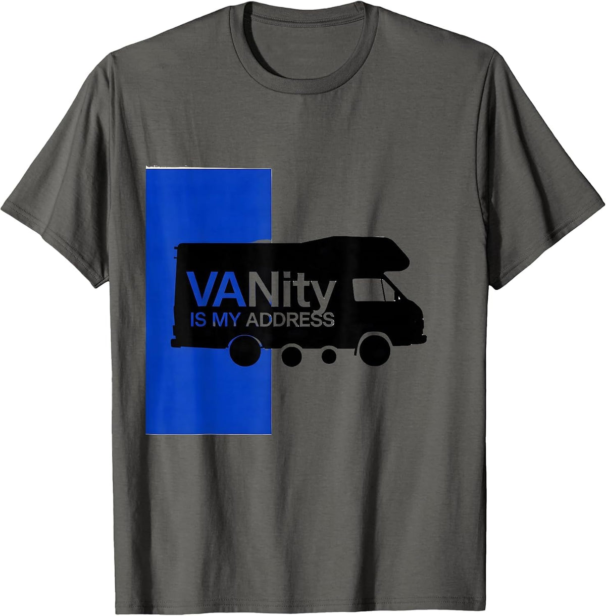 VANity Is My Address Swiss International Van Life Nomad T-Shirt - Asphalt Grey
