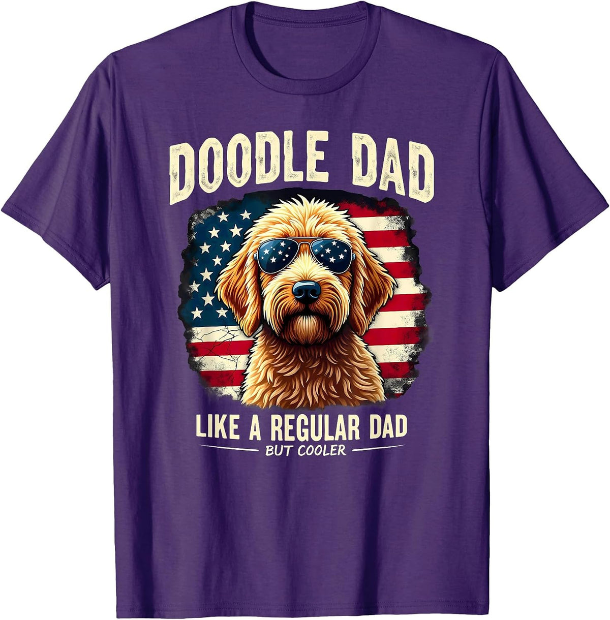 US Flag Doodle Dad Like A Regular Dad But Cooler T-Shirt - Purple