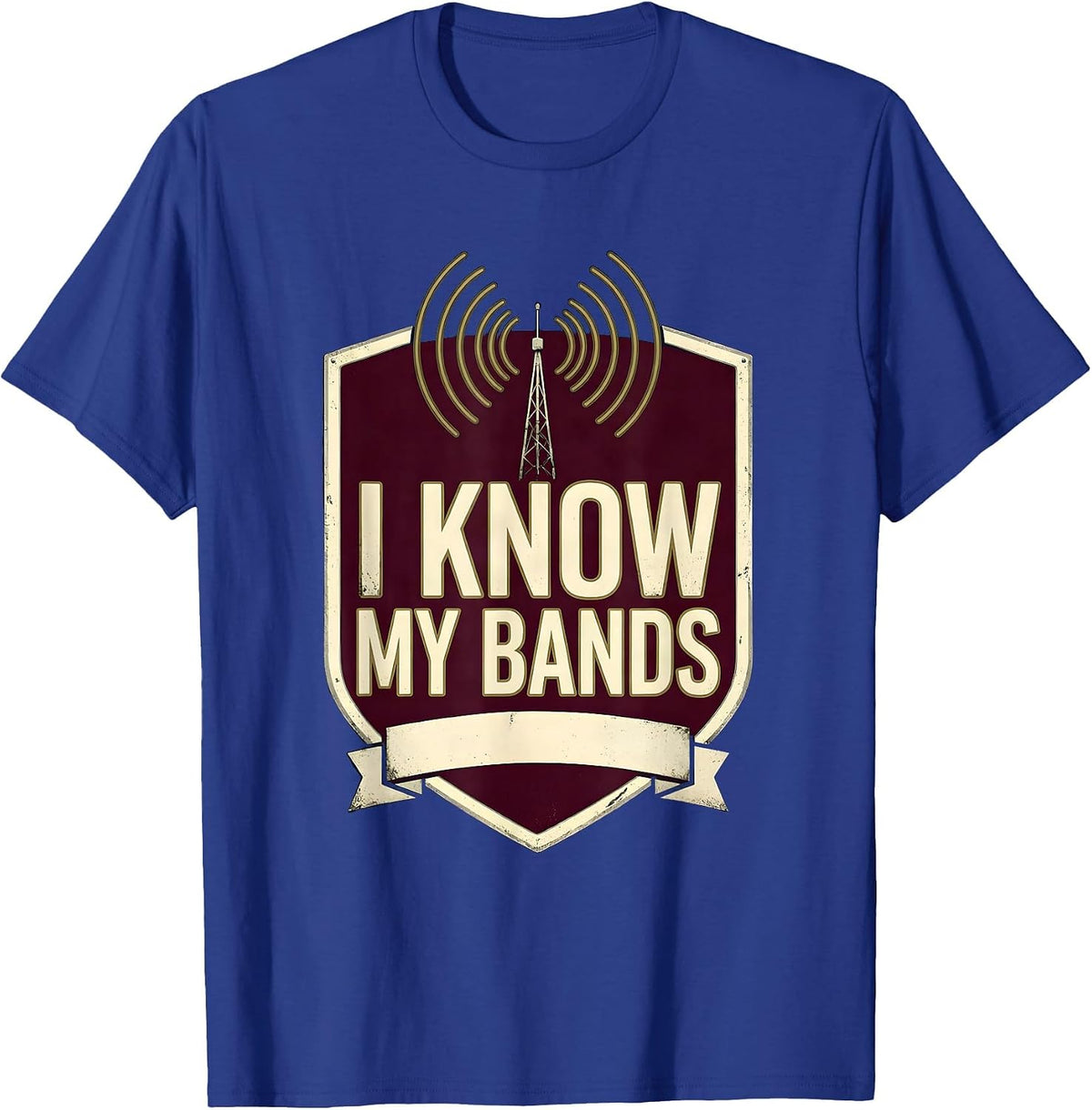 Men's I Know My Bands Ham Radio Operator Hobbyist Pride Emblem T-Shirt - Royal Blue