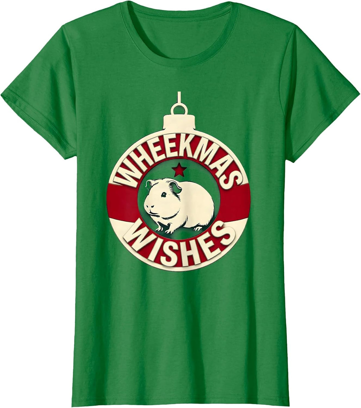 Women's Wheekmas Wishes Funny Guinea Pig Christmas Pet Lover Holiday T-Shirt - Kelly Green