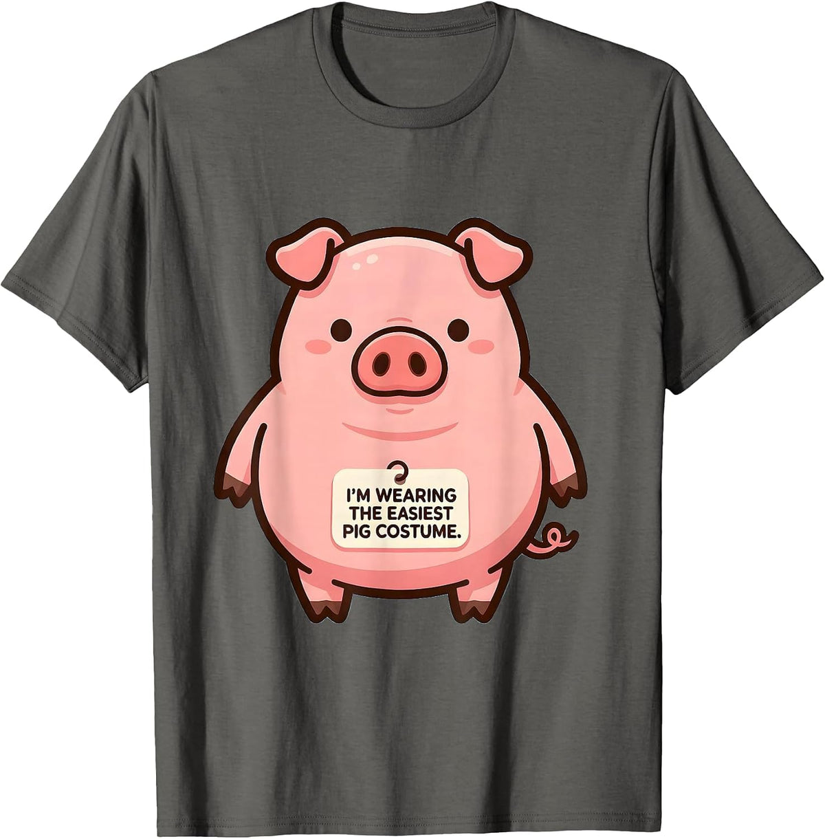 I’m Wearing The Easiest Pig Costume Cute Kawaii Halloween T-Shirt - Asphalt Grey
