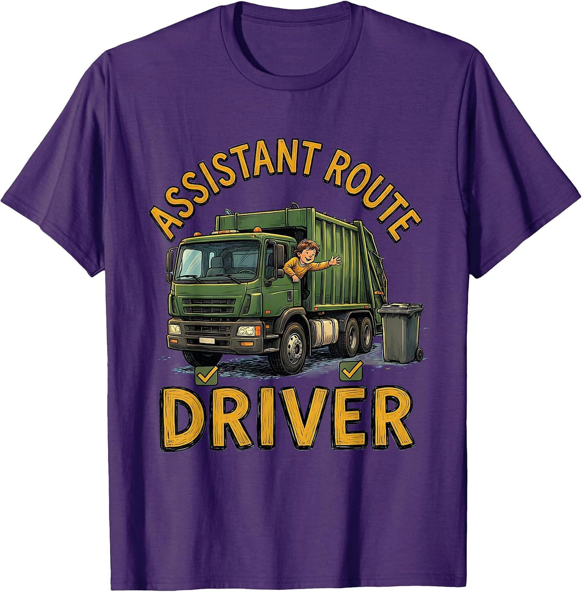 Assistant Route Driver Funny Toddler Garbage Truck Recycling T-Shirt - Purple