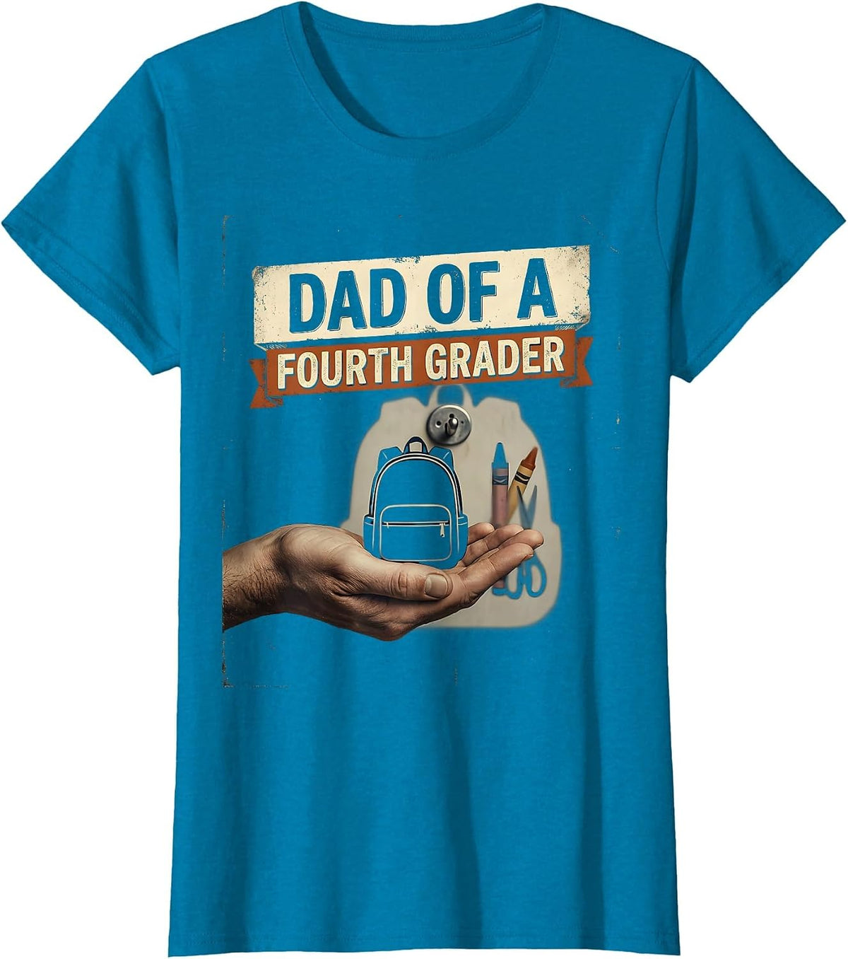 Women's Dad Of A Fourth Grader Vintage Fourth Grade Teacher Back To T-Shirt - Sapphire Blue