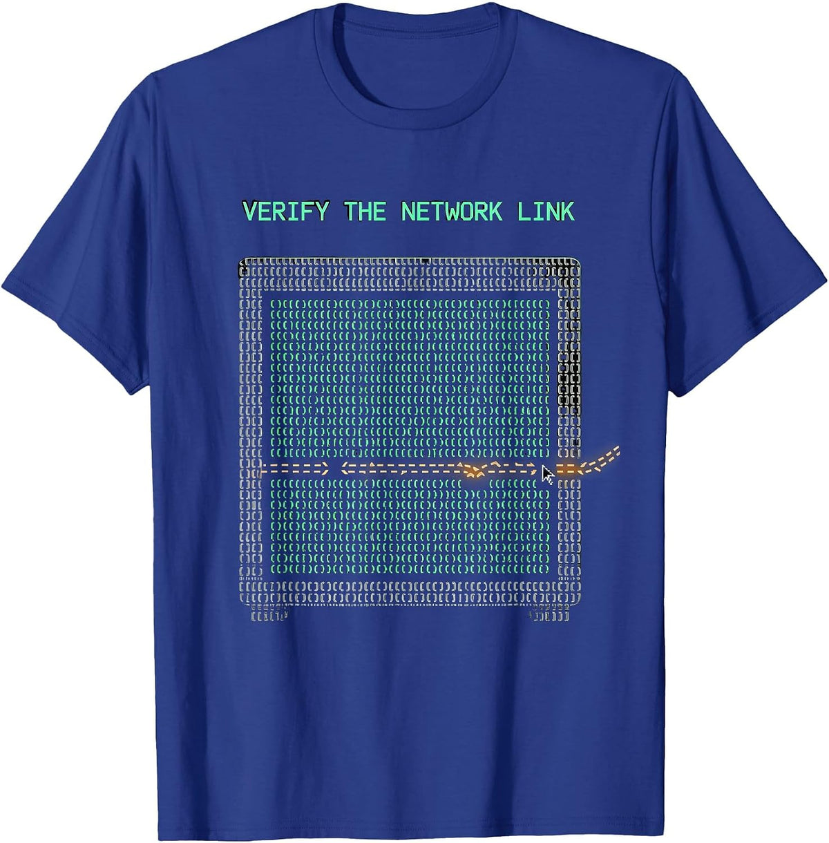 Men's Verify The Network Link Ascii Terminal Art Funny IT Tech T-Shirt - Royal Blue