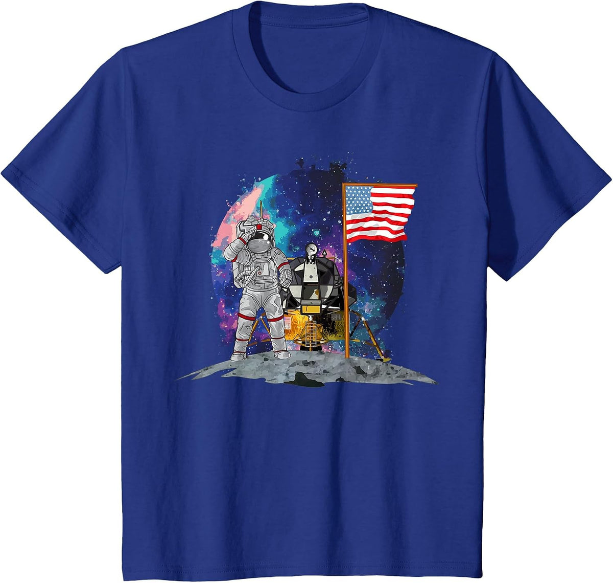 Moon Landing 50th Anniversary - US Astronaut on the Moon T-Shirt - Royal Blue
